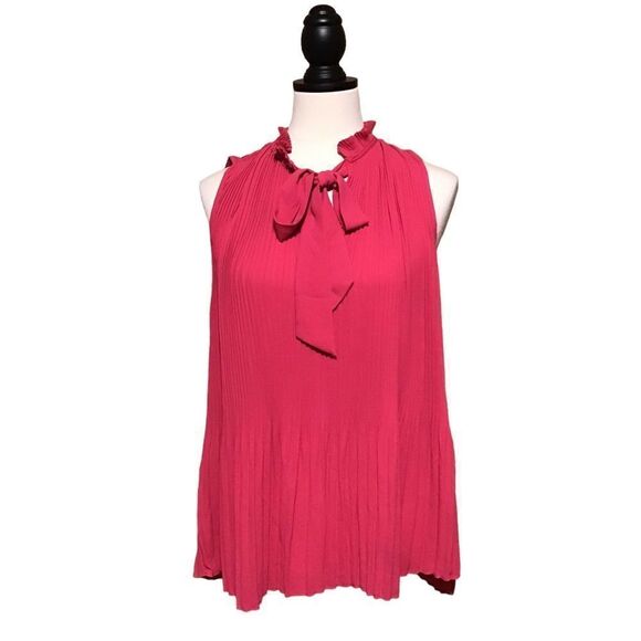 Tahari Pink Sleeveless Accordion Blouse L - Picture 1 of 8